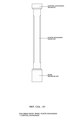 Columna 25x25 base, fuste ochavado. REF COL - 01