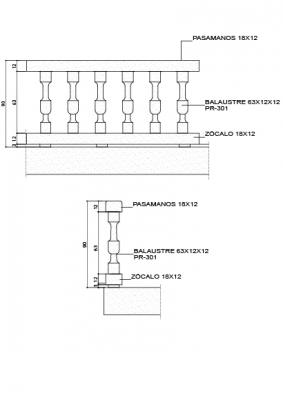 Balaustrada con balaustre de copa REF. PR-301