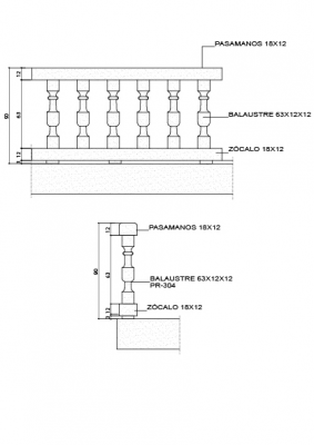 Balaustrada con balaustre de copa  REF. PR-304