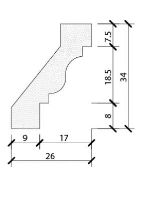 Cornisa vaciada 34 x 26 cm REF. PR-24